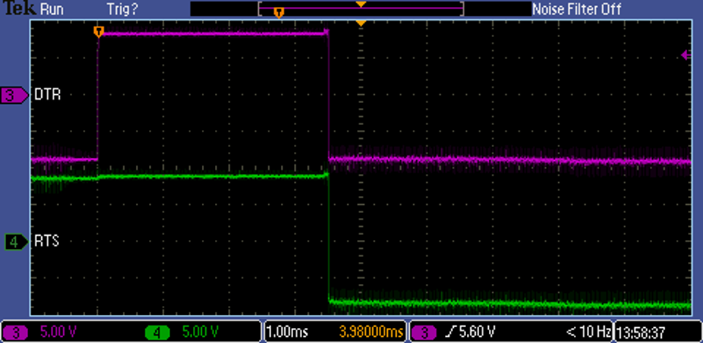 Oszillogramm - Ende der Kommunikation : DTR, RTS